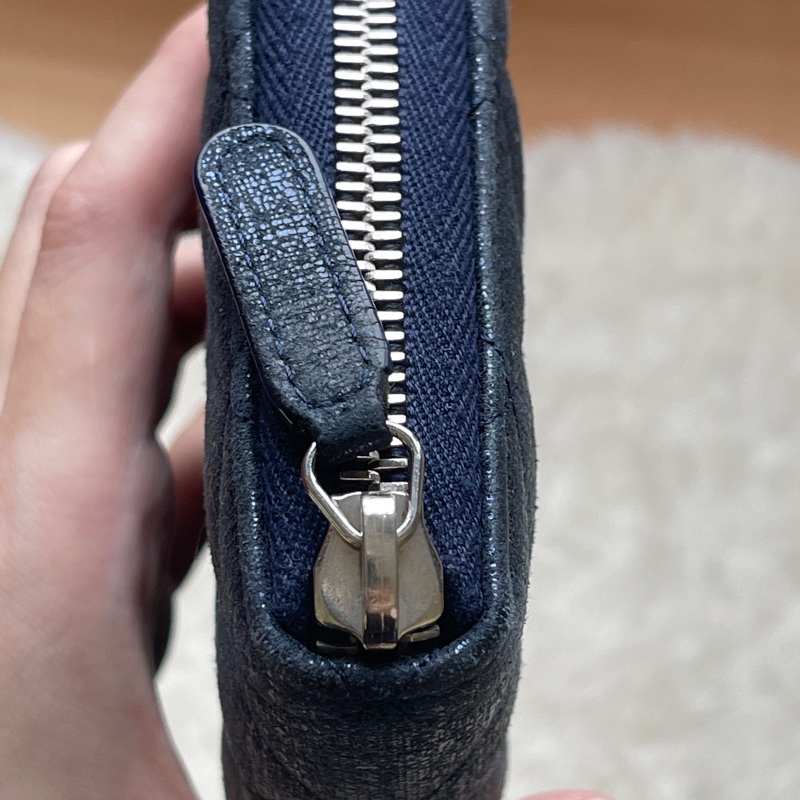 💙Chanel炫彩深藍牛皮 香奈兒拉鏈長夾 香奈兒皮夾-45