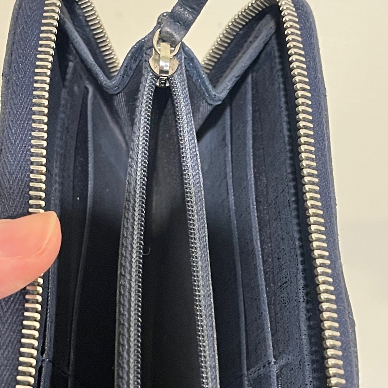 💙Chanel炫彩深藍牛皮 香奈兒拉鏈長夾 香奈兒皮夾-16