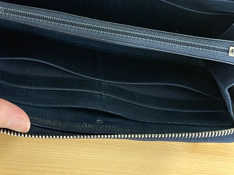 💙Chanel炫彩深藍牛皮 香奈兒拉鏈長夾 香奈兒皮夾-18