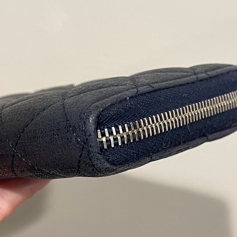 💙Chanel炫彩深藍牛皮 香奈兒拉鏈長夾 香奈兒皮夾-19