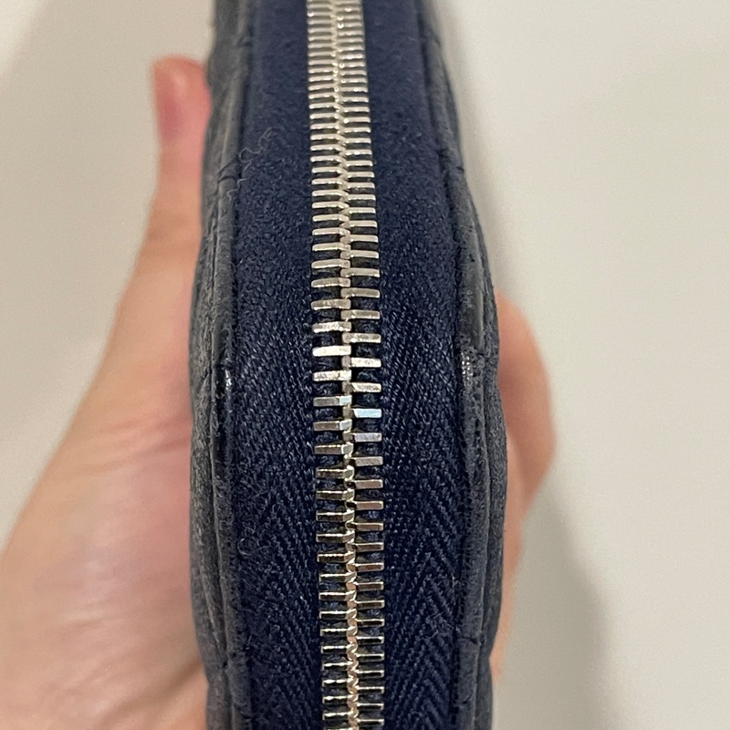 💙Chanel炫彩深藍牛皮 香奈兒拉鏈長夾 香奈兒皮夾-20