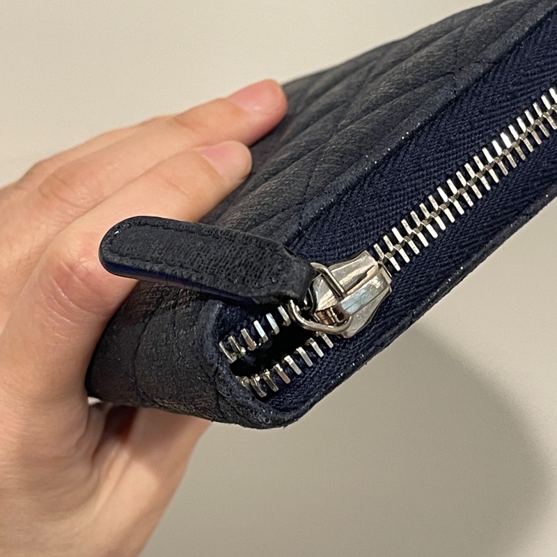 💙Chanel炫彩深藍牛皮 香奈兒拉鏈長夾 香奈兒皮夾-22