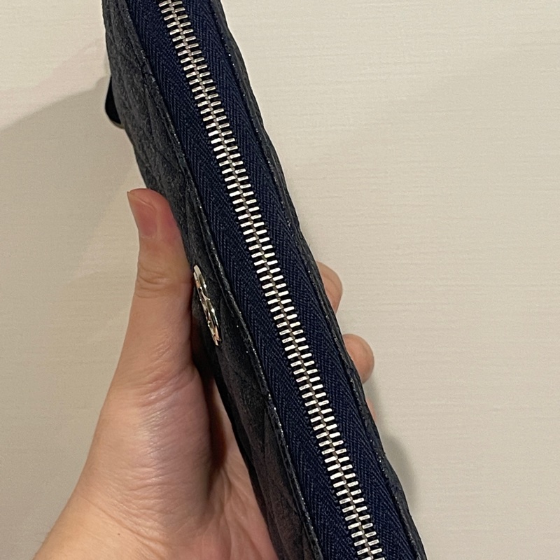 💙Chanel炫彩深藍牛皮 香奈兒拉鏈長夾 香奈兒皮夾-24