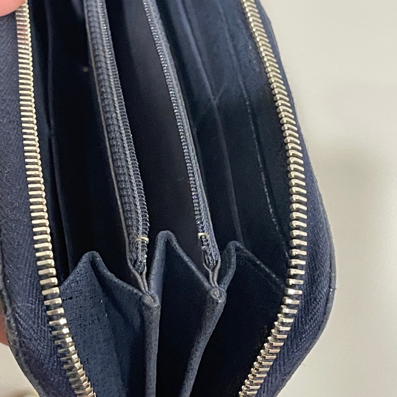 💙Chanel炫彩深藍牛皮 香奈兒拉鏈長夾 香奈兒皮夾-54