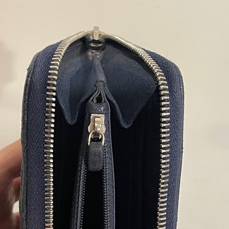 💙Chanel炫彩深藍牛皮 香奈兒拉鏈長夾 香奈兒皮夾-55