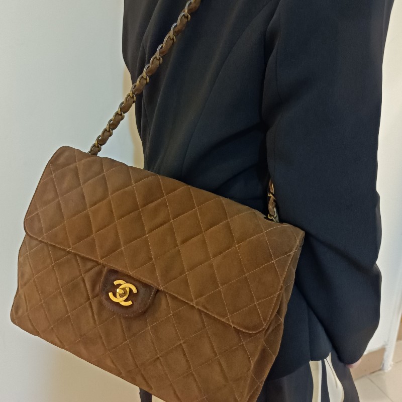 Chanel vintage 麂皮 jumble cf 鏈包-4