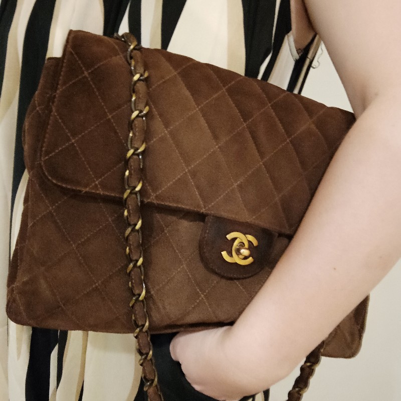 Chanel vintage 麂皮 jumble cf 鏈包-5