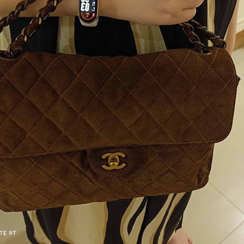 Chanel vintage 麂皮 jumble cf 鏈包-6