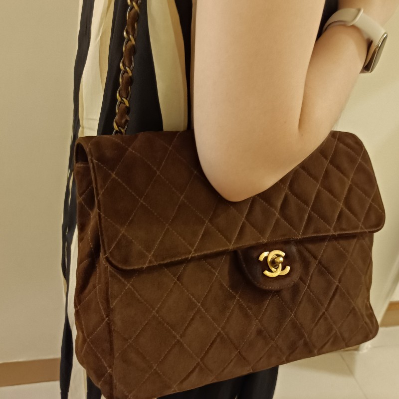 Chanel vintage 麂皮 jumble cf 鏈包-7