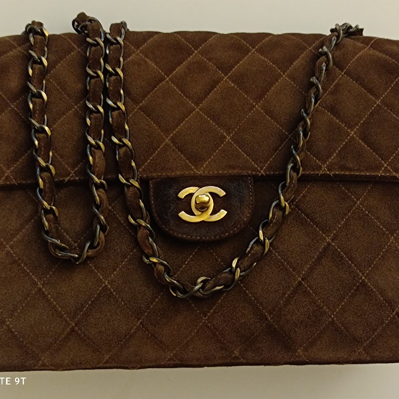 Chanel vintage 麂皮 jumble cf 鏈包-8