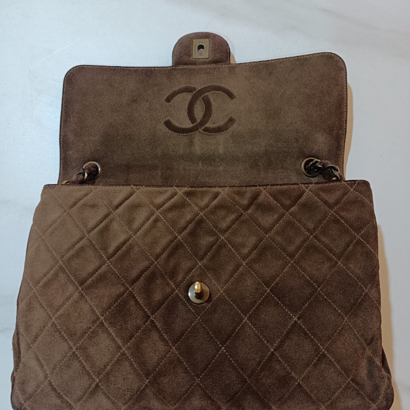 Chanel vintage 麂皮 jumble cf 鏈包-17