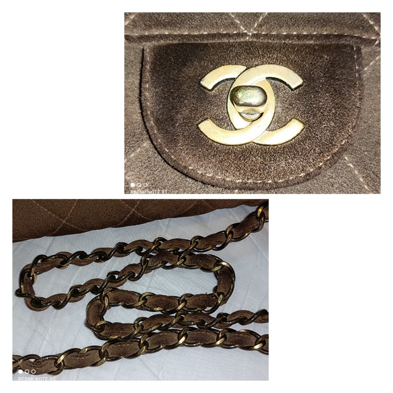 Chanel vintage 麂皮 jumble cf 鏈包-9