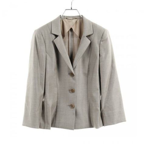 【日本直送】 Max Mara 最大限度 瑪拉 量身訂製 夾克 羊毛 絲綢 灰色的 淺褐色的