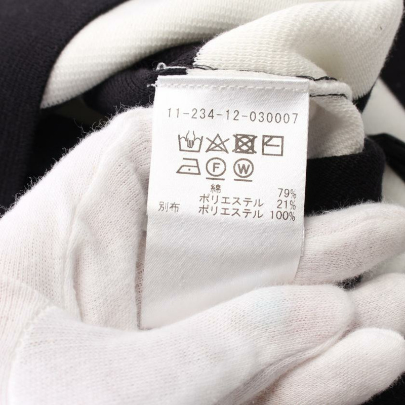 【日本直送】 ESTNATION 埃斯塔尼 有條紋的 針織 T恤 全體人員 脖子 黑色的 白色的-3