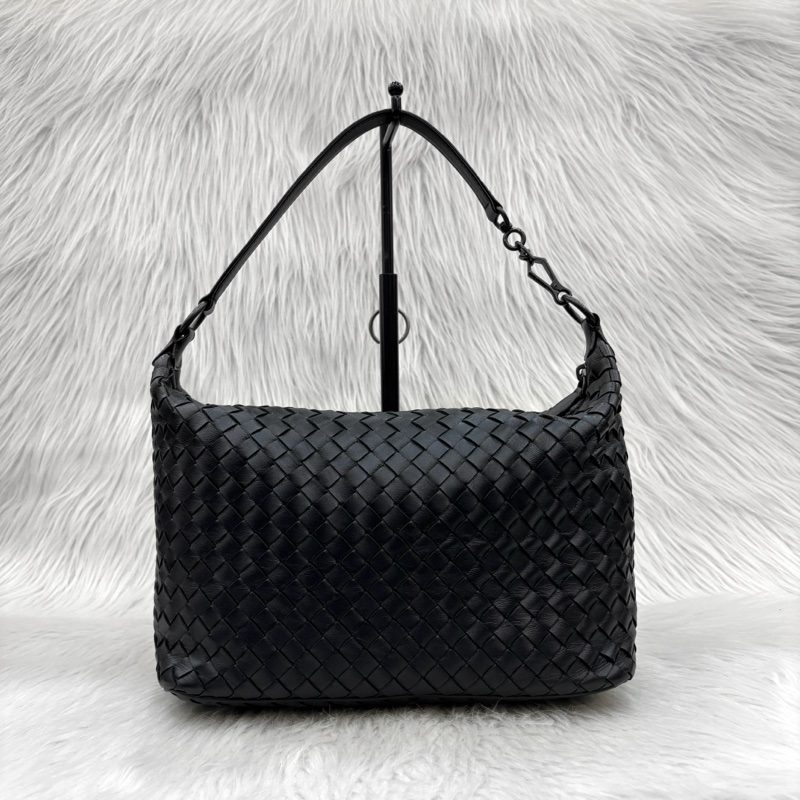 Bottega Veneta黑羊皮小編織肩背便當包 飯盒包 手提包-0