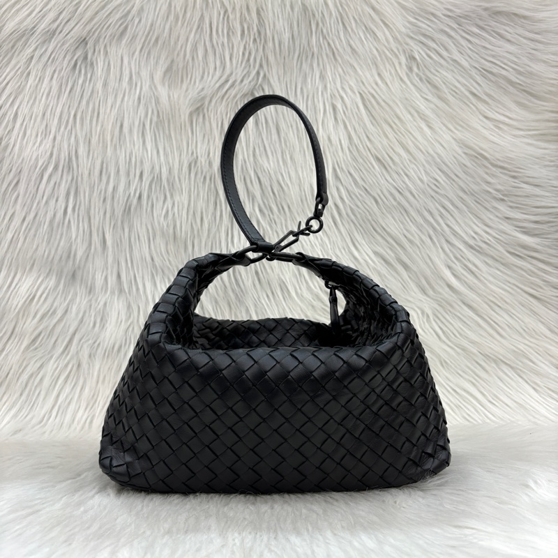 Bottega Veneta黑羊皮小編織肩背便當包 飯盒包 手提包-1