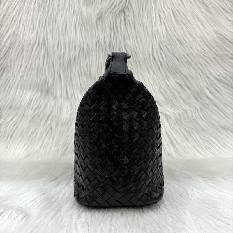 Bottega Veneta黑羊皮小編織肩背便當包 飯盒包 手提包-2