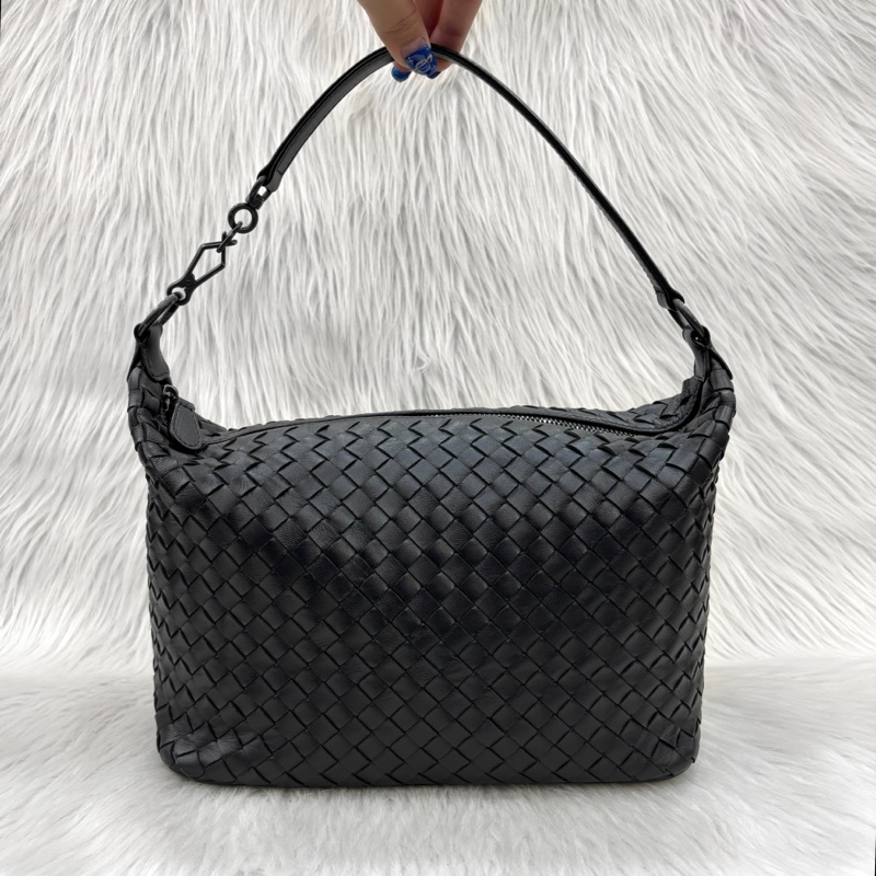 Bottega Veneta黑羊皮小編織肩背便當包 飯盒包 手提包-3