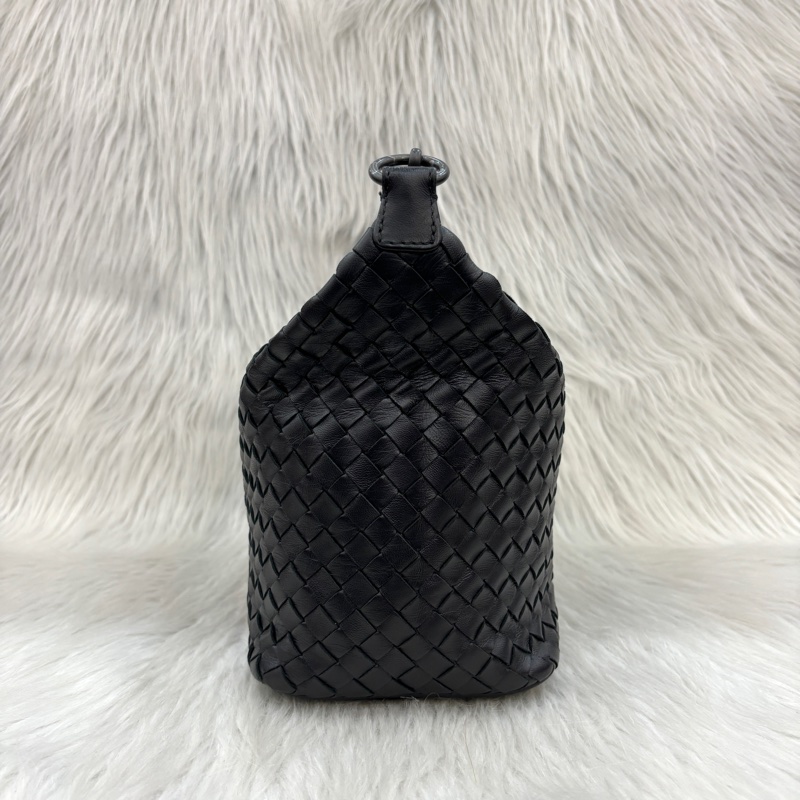 Bottega Veneta黑羊皮小編織肩背便當包 飯盒包 手提包-4