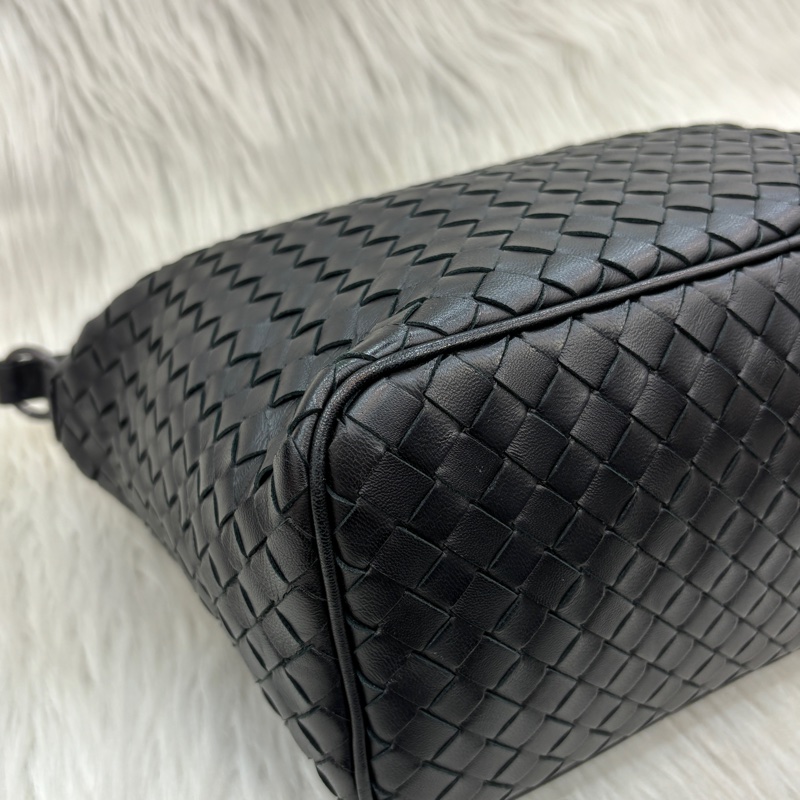 Bottega Veneta黑羊皮小編織肩背便當包 飯盒包 手提包-8