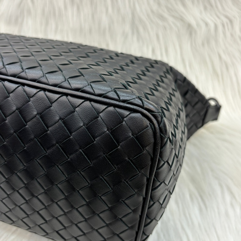 Bottega Veneta黑羊皮小編織肩背便當包 飯盒包 手提包-9