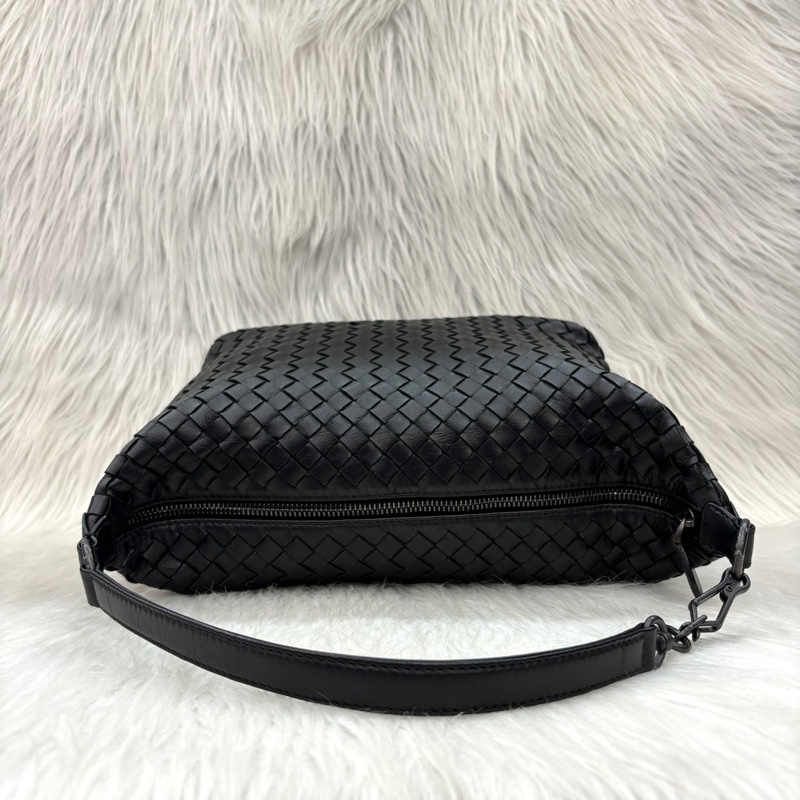 Bottega Veneta黑羊皮小編織肩背便當包 飯盒包 手提包-14