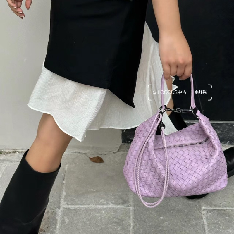 Bottega Veneta黑羊皮小編織肩背便當包 飯盒包 手提包-7