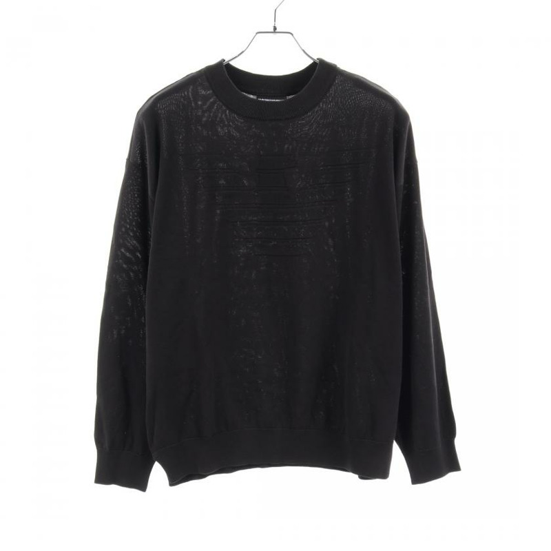 【日本直送】 EMPORIO ARMANI 安普里奧 阿瑪尼 針織 全體人員 脖子 棉布 黑色的 標識-0