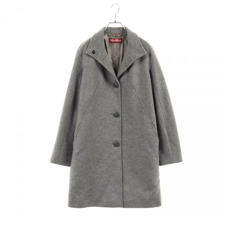 【日本直送】 Max Mara Studio 最大限度 瑪拉 工作室 外套 站立 衣領 羊毛 灰色的-0