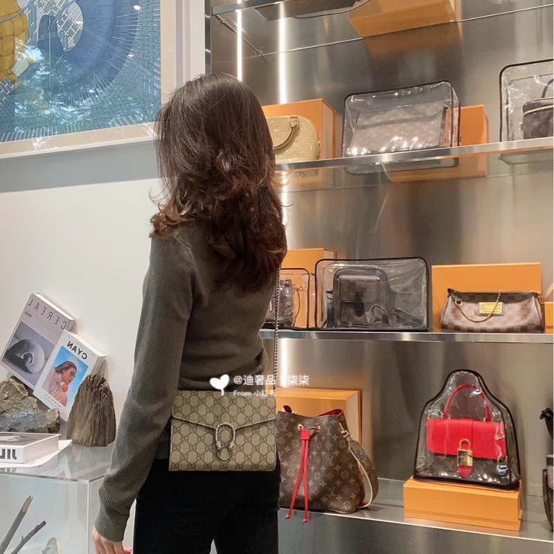 GUCCI Dionysus GG Supreme 酒神包 鍊帶晚宴包 手拿包WOC (卡其色)-4