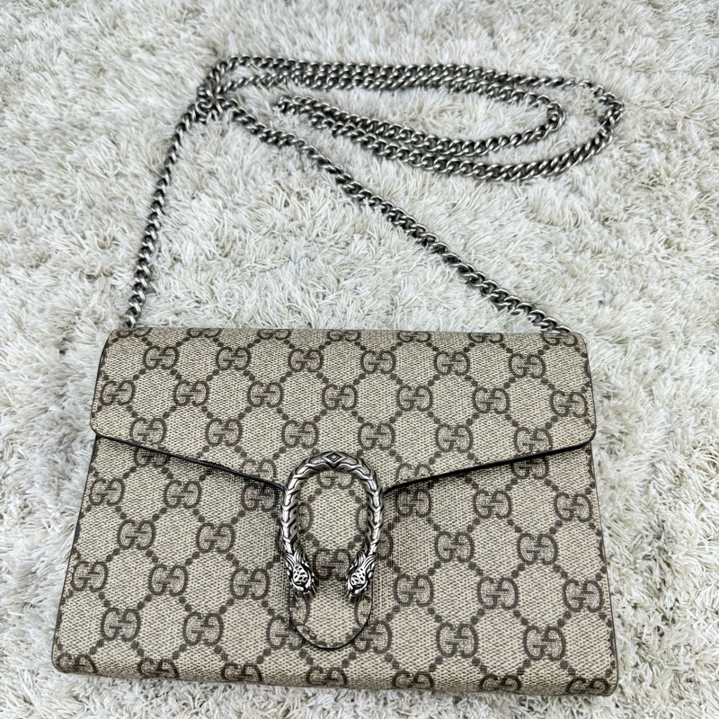 GUCCI Dionysus GG Supreme 酒神包 鍊帶晚宴包 手拿包WOC (卡其色)-7