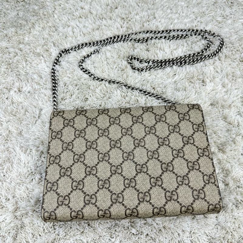 GUCCI Dionysus GG Supreme 酒神包 鍊帶晚宴包 手拿包WOC (卡其色)-8