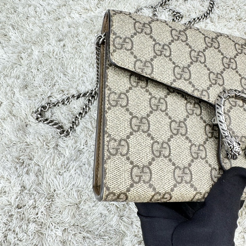 GUCCI Dionysus GG Supreme 酒神包 鍊帶晚宴包 手拿包WOC (卡其色)-10