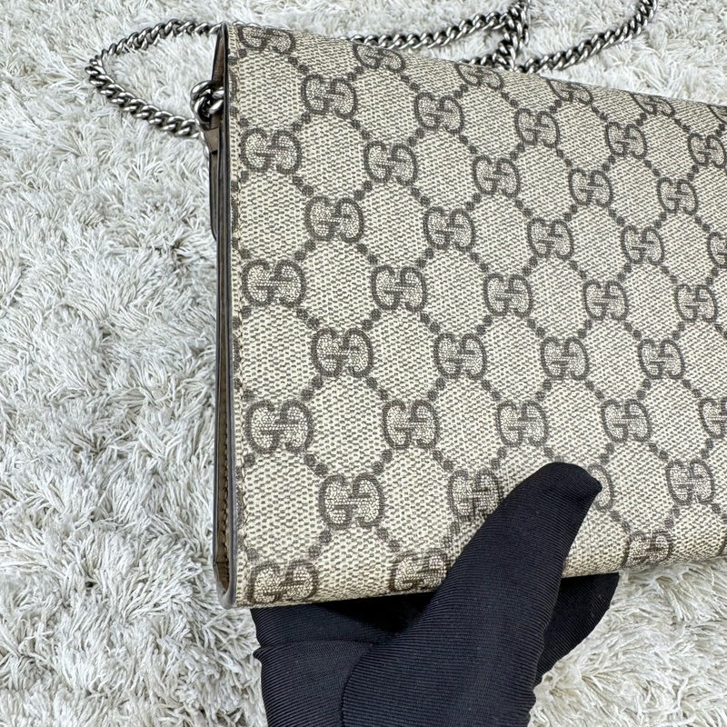 GUCCI Dionysus GG Supreme 酒神包 鍊帶晚宴包 手拿包WOC (卡其色)-12