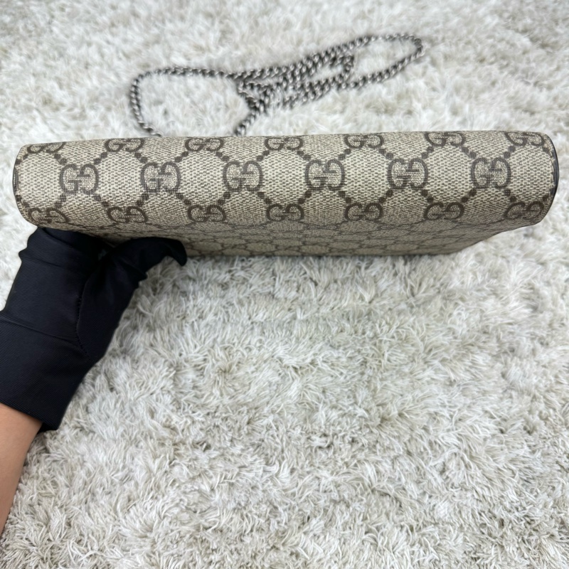 GUCCI Dionysus GG Supreme 酒神包 鍊帶晚宴包 手拿包WOC (卡其色)-13