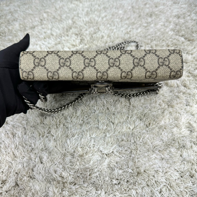 GUCCI Dionysus GG Supreme 酒神包 鍊帶晚宴包 手拿包WOC (卡其色)-14