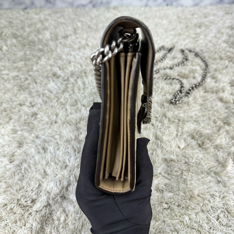 GUCCI Dionysus GG Supreme 酒神包 鍊帶晚宴包 手拿包WOC (卡其色)-16