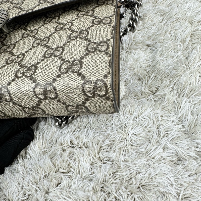 GUCCI Dionysus GG Supreme 酒神包 鍊帶晚宴包 手拿包WOC (卡其色)-17