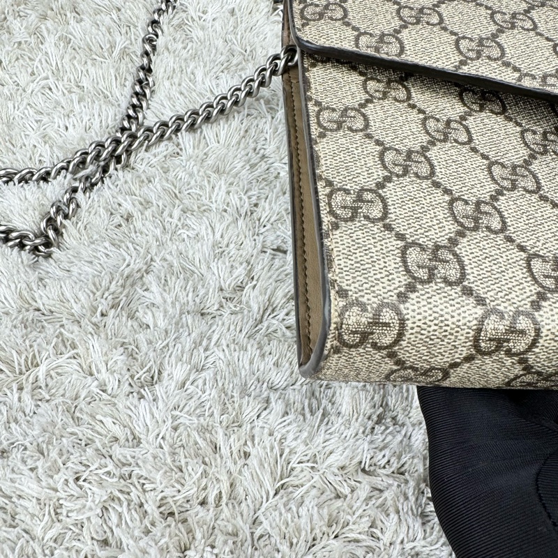 GUCCI Dionysus GG Supreme 酒神包 鍊帶晚宴包 手拿包WOC (卡其色)-18