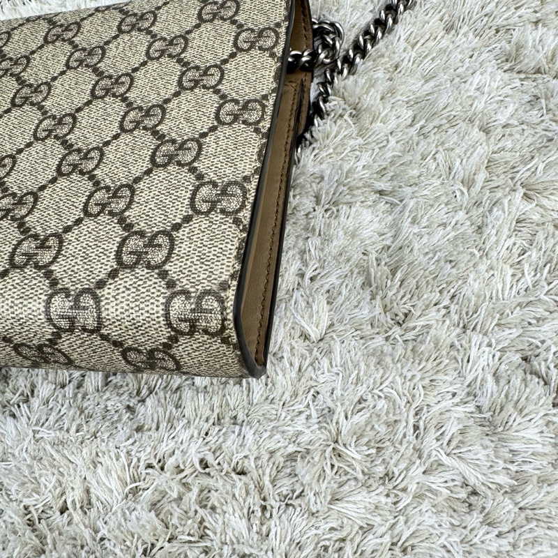 GUCCI Dionysus GG Supreme 酒神包 鍊帶晚宴包 手拿包WOC (卡其色)-19