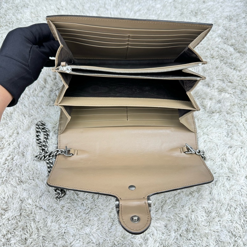 GUCCI Dionysus GG Supreme 酒神包 鍊帶晚宴包 手拿包WOC (卡其色)-23