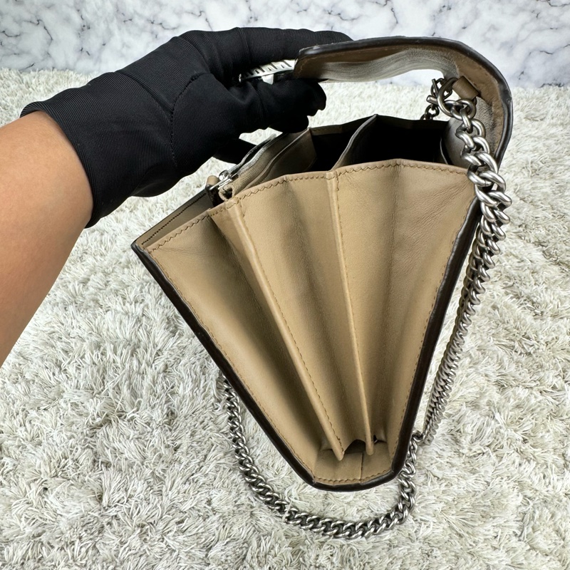 GUCCI Dionysus GG Supreme 酒神包 鍊帶晚宴包 手拿包WOC (卡其色)-26