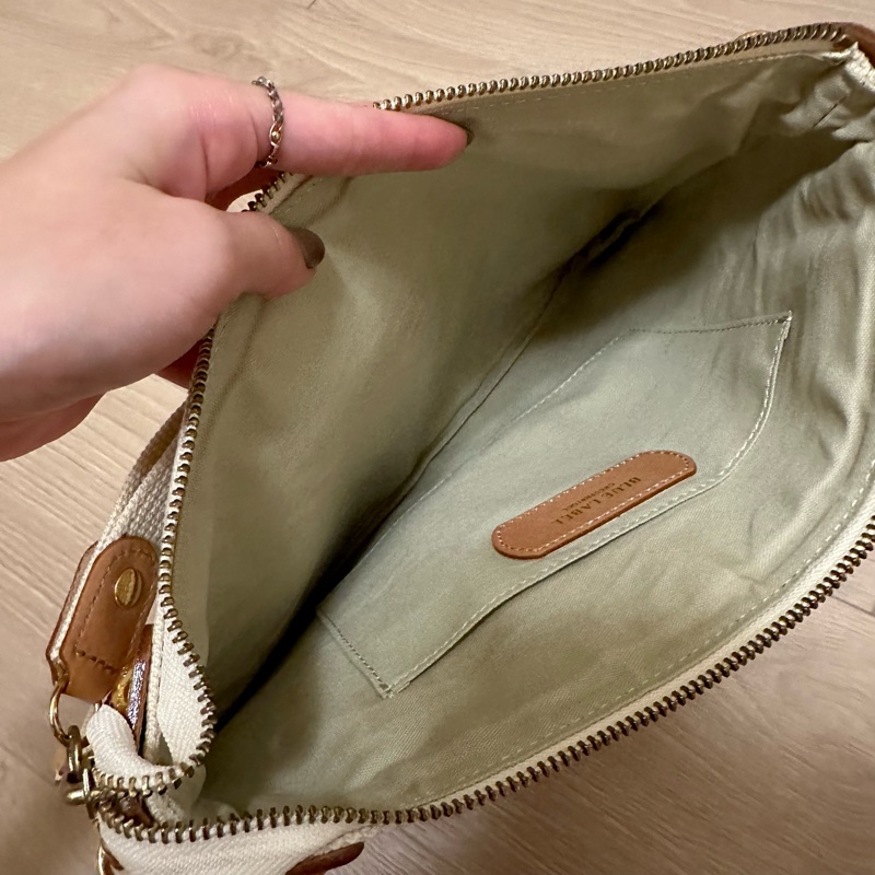 全新轉售 日本專櫃購入｜Burberry Blue Label 學院風 百搭奶茶色 斜背肩背包 手拿包-6