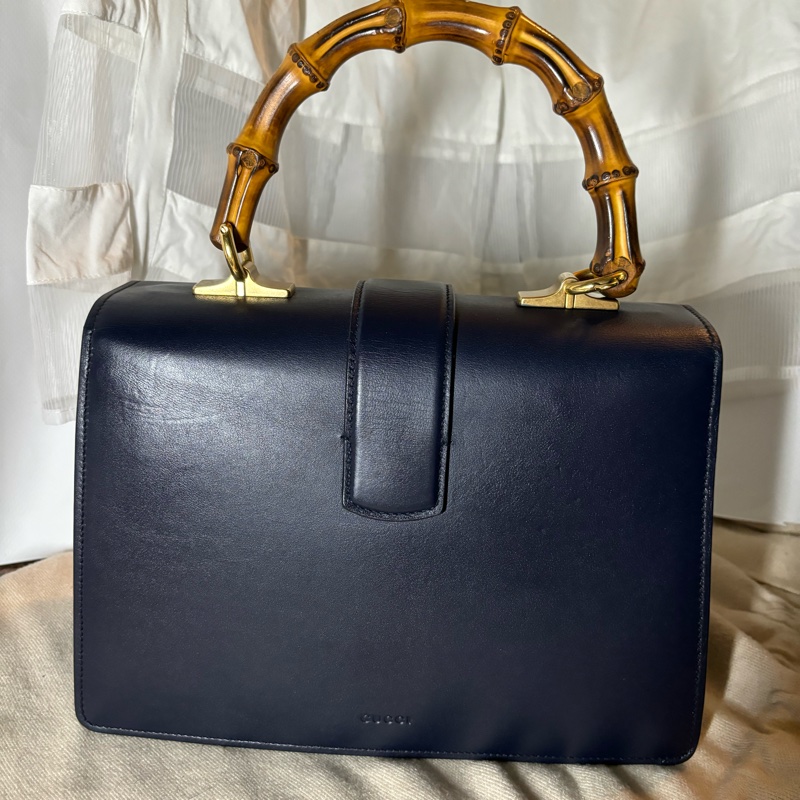 Gucci酒神竹節拼色手提肩背包-12