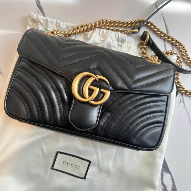 Gucci 黑marmont 鏈包26-0