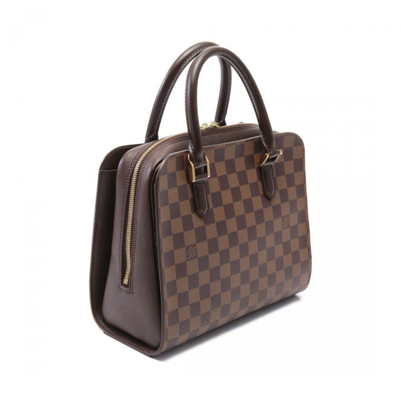 【日本直送】 LOUIS VUITTON LOUIS VUITTON Triana 烏黑色棋盤格 手提包 PVC 真皮 棕色-1