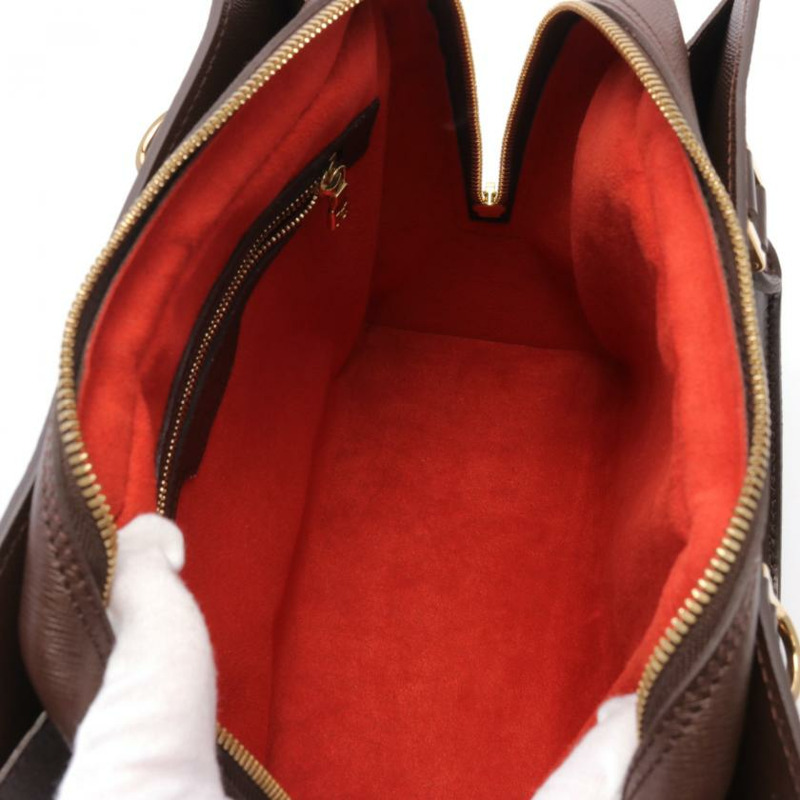 【日本直送】 LOUIS VUITTON LOUIS VUITTON Triana 烏黑色棋盤格 手提包 PVC 真皮 棕色-2