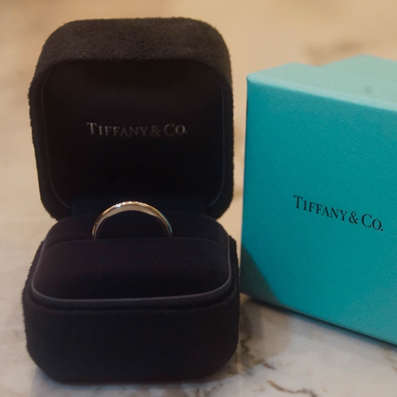 蒂芬妮Tiffany&co Milgrain鉑金紋邊戒指-0