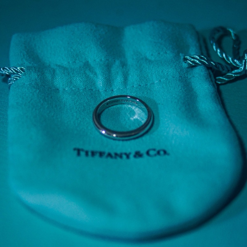 蒂芬妮Tiffany&co Milgrain鉑金紋邊戒指-8