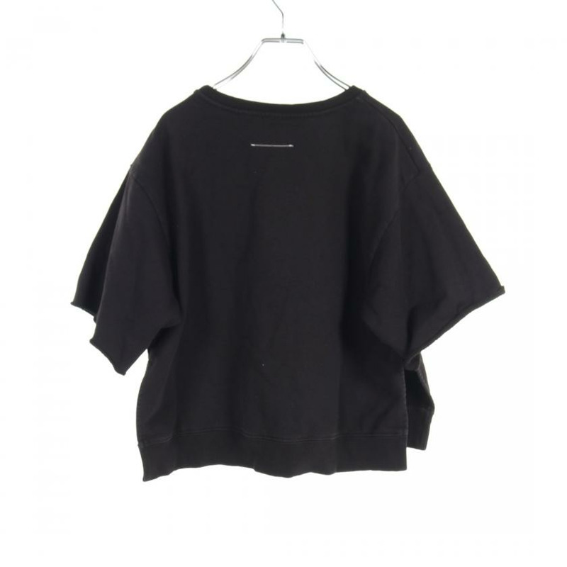 【日本直送】 MM6 MAISON MARGIELA MM6 梅森 馬吉拉 T恤 全體人員 脖子 標識 刺繡 棉布 黑色的 邊 狹縫-1